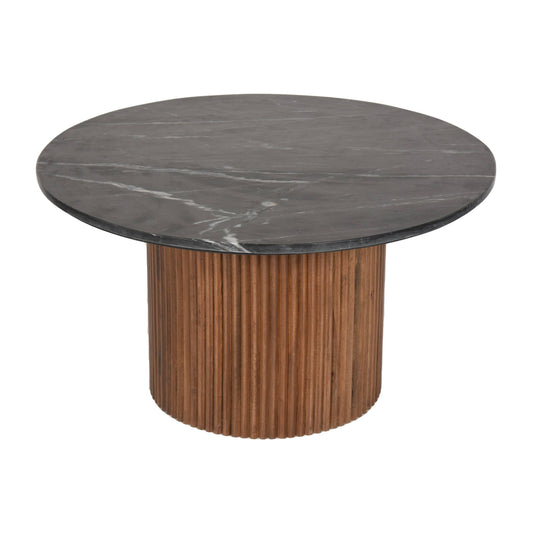 Nera Wood/marble Reeded Coffee Table - Elite Maison