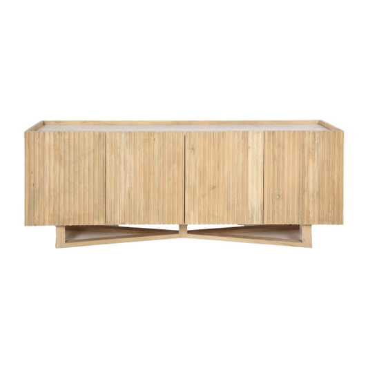 Wood/marble, 69"l 4-door Fluted Sideboard - Elite Maison