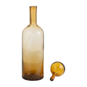 20 Inch Glass Bottle with Stopper Amber - Elite Maison