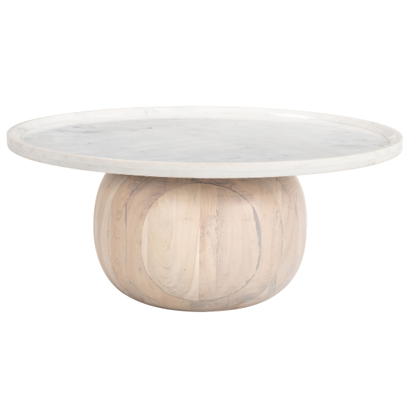 Savona Coffee Table White & Natural - Elite Maison