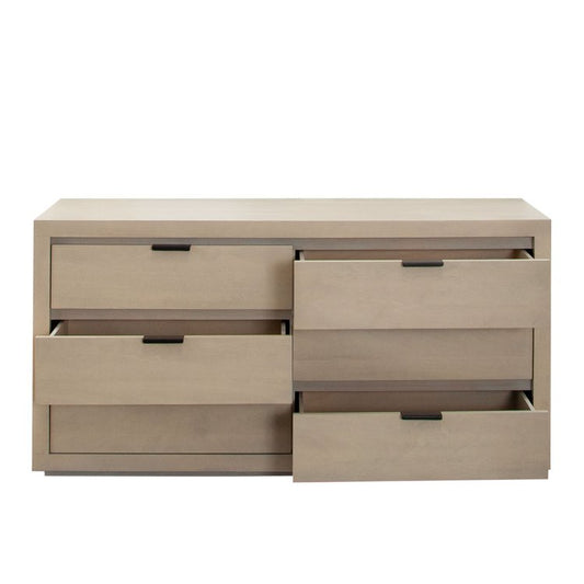 Montpellier 6-Drawer Dresser | Architectural Solid Mango Wood & Natural Grey Wash