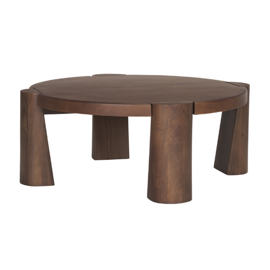 Tammar Round Wood w/ Tapered Legs Coffee Table - Elite Maison