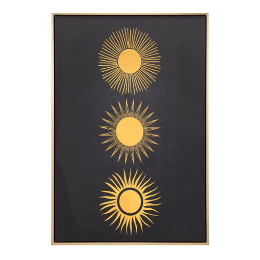 Three Suns Canvas Wall Art Gold & Black - Elite Maison