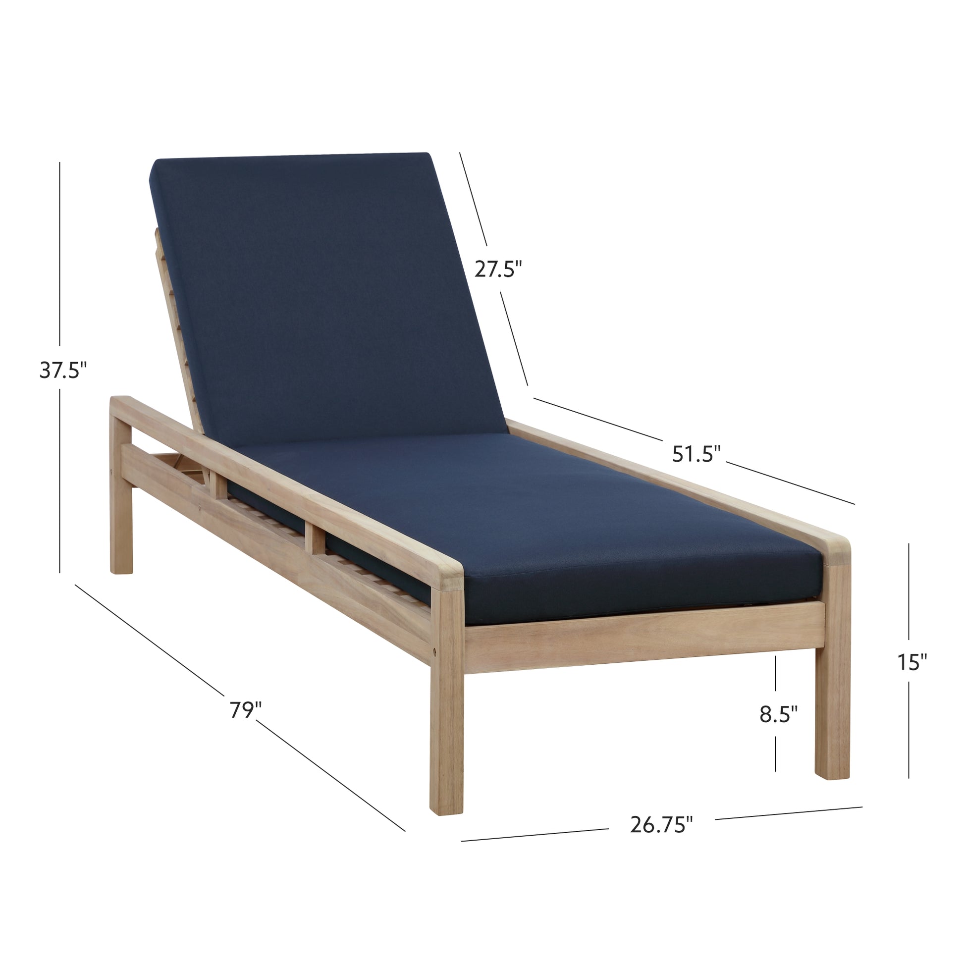 Svana Blue Natural Single Chaise Loungers 2PC
