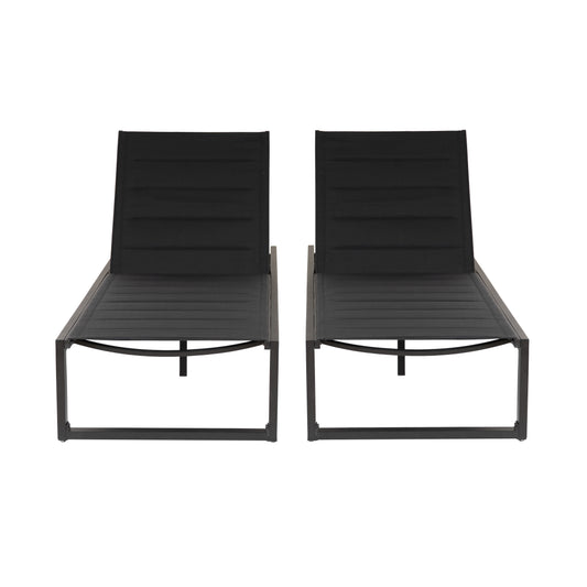 Alora Aluminum Chaise Lounge Black Set of 2