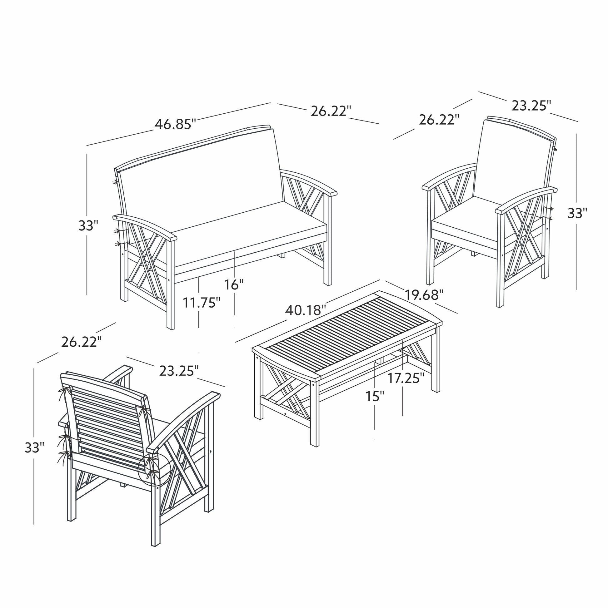 Topsail Brown 4 Piece Outdoor Set