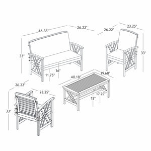 Topsail Brown 4 Piece Outdoor Set