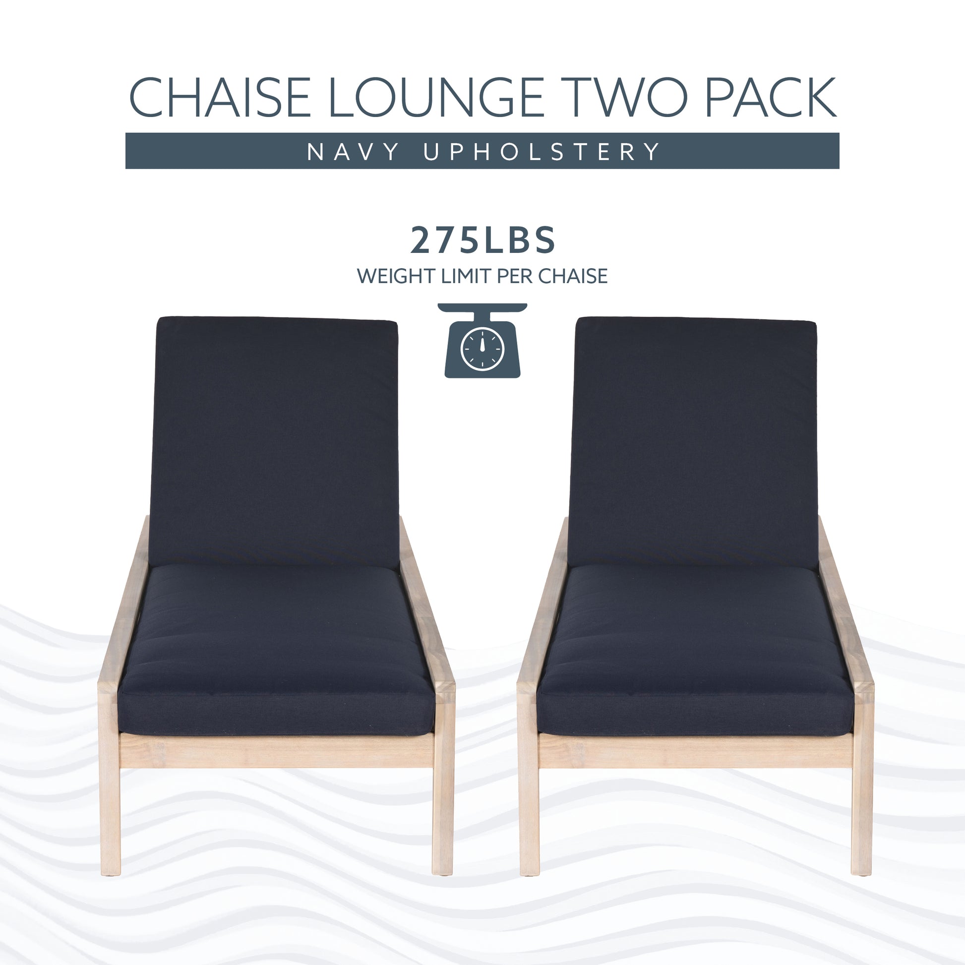 Svana Blue Natural Single Chaise Loungers 2PC