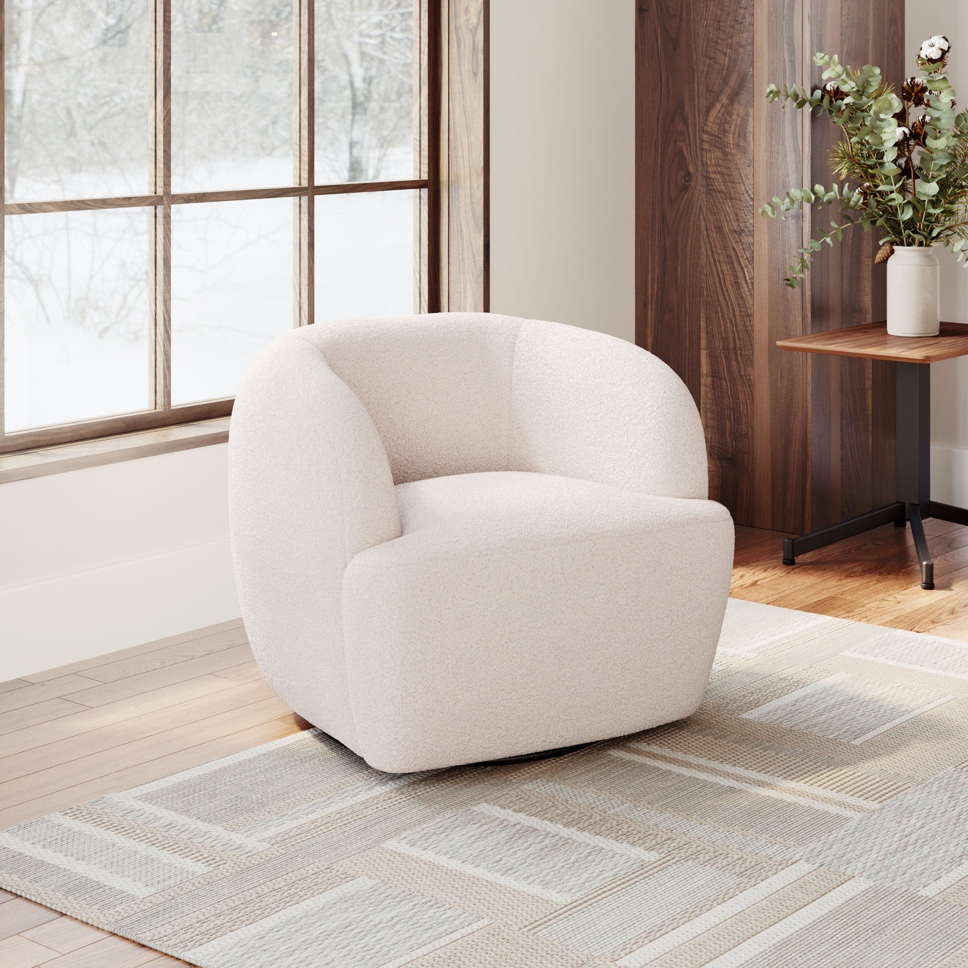 Govan Swivel Chair Ivory - Elite Maison